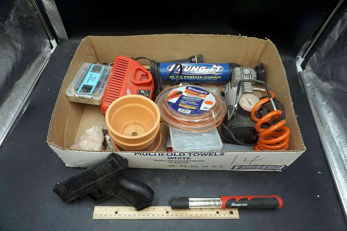 Power Plunger, Snap On Light, M18 Battery Charger, Air Pump?, XBG BB Gun....NOT REAL!!!!!! and More