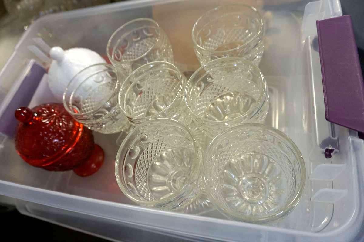 Milk Glass & Ruby Glass Dishes w/ Lids, Stemware