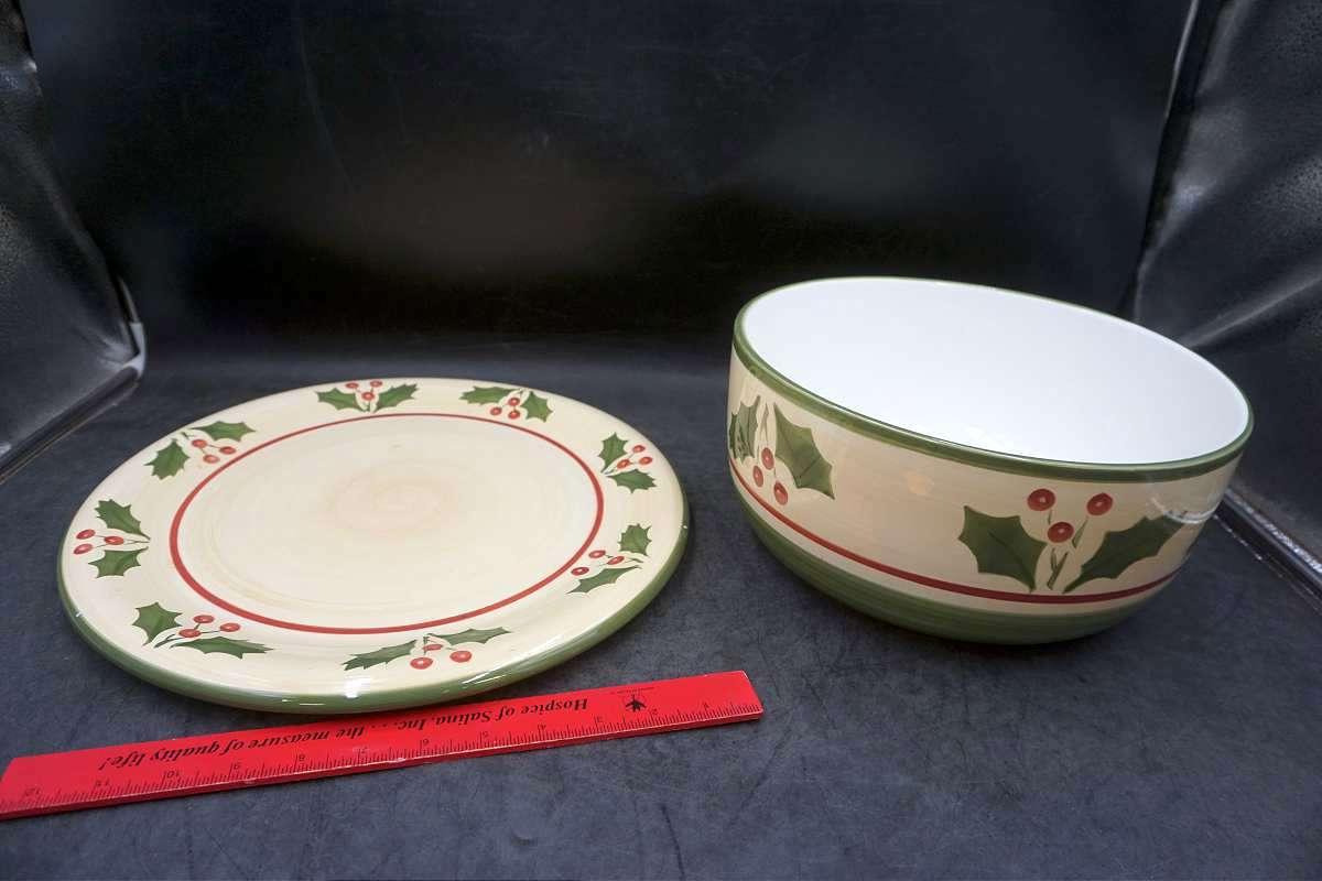 Victorian Holly Platter & Bowl