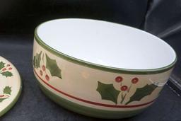 Victorian Holly Platter & Bowl
