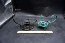 Wrought Iron Candle Holders x2