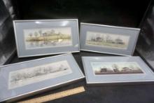4 - Framed & Matted Farmhouse w/ Barn Pictures