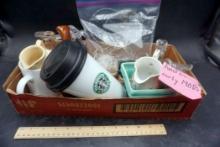 Starbucks Cup, Creamer, Mugs, Vase, Egg Holder, Hand Blown & Imperial Glass Pitchers