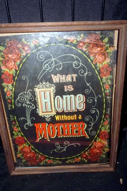 2 Framed Pictures - "What is Home Without a Father" & "What is Home Without a Mother"
