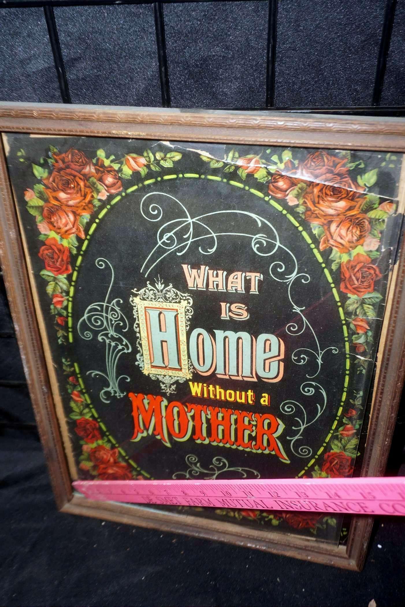 2 Framed Pictures - "What is Home Without a Father" & "What is Home Without a Mother"