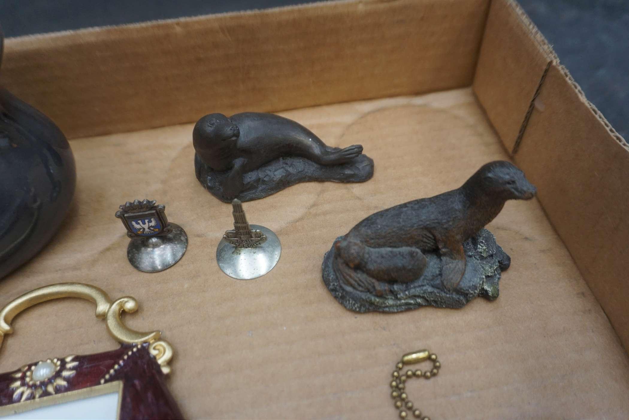 Seal FIgurines, Whale Sculpture, Purse Picture Frame & Other