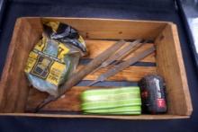 Wooden Crate w/ Files, Battery, Tow Strap & Chair Straps