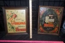 2 Framed Pictures - "What is Home Without a Father" & "What is Home Without a Mother"