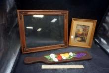 Wooden Framed Glass, Painted Paddle, Framed Picture