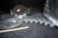 Frosted Ship Glasses, Daily Bread Glass Tray, Glass Bell Tray, Decanter