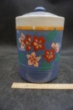 Painted Floral Cookie Jar (some chips)