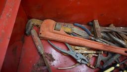 Waterloo Red Metal Toolbox w/ Pipe Wrench, Pliers, Punches & More