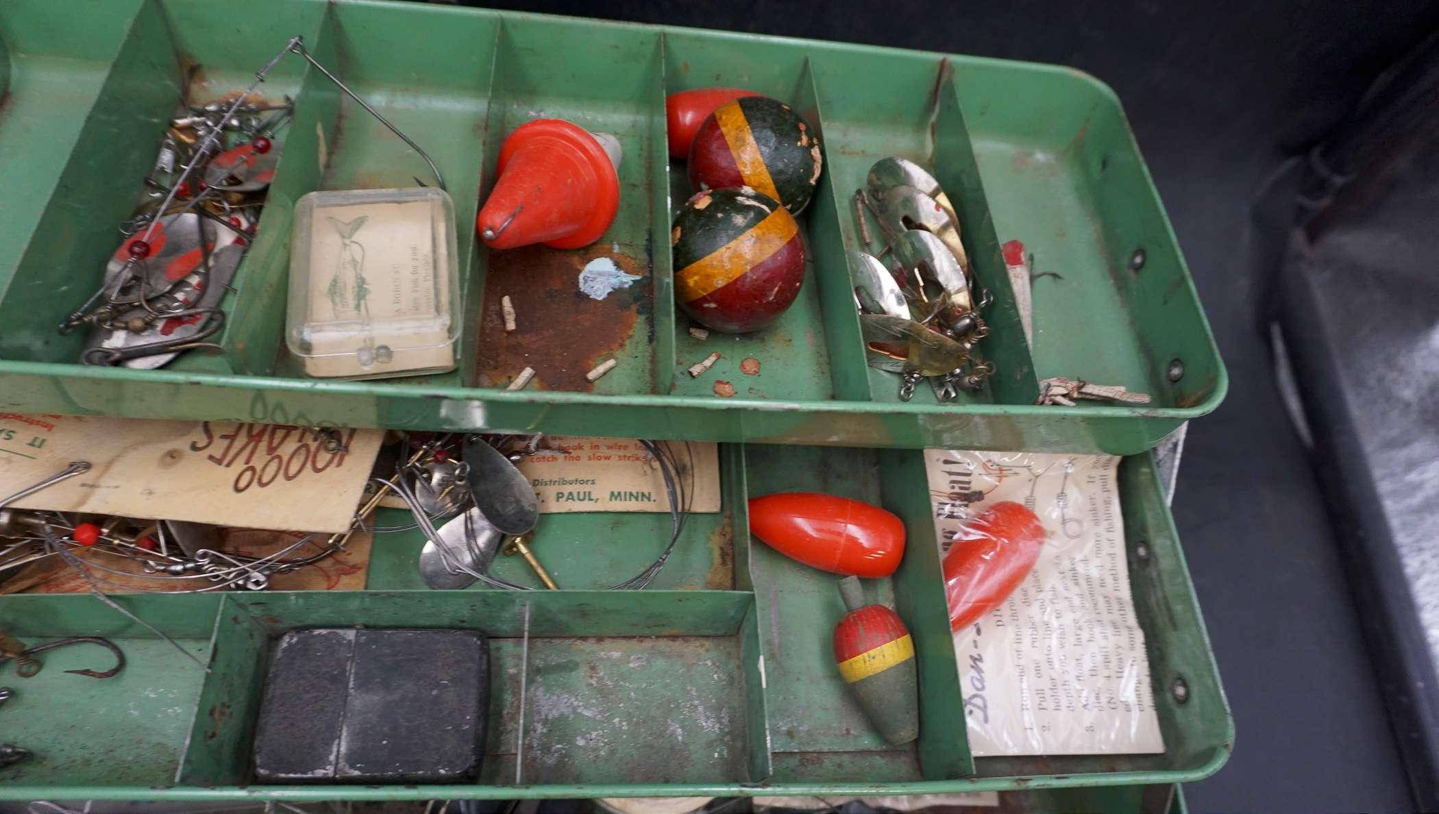 Metal Tackle Box w/ Some Gear Inside