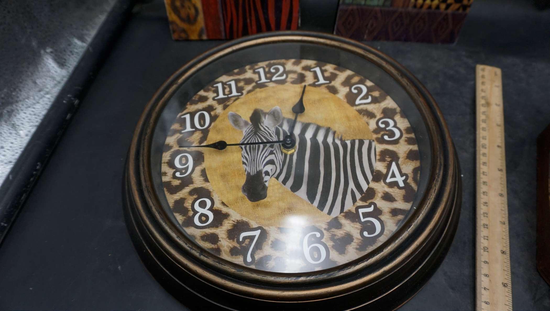 Zebra/Cheetah Wall Pictures, Zebra Clock, Rock Cross & Home Picture