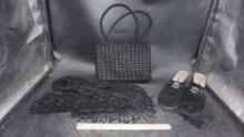 Black Purse, Women's Shoes (Size 8 1/2) & Scarf