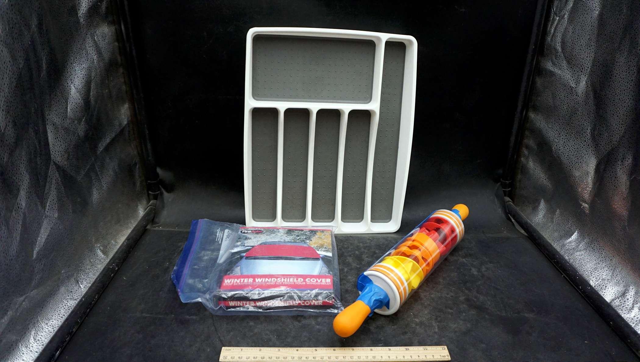 Drawer Organizer, Rolling Pin & Winter Windshield Cover