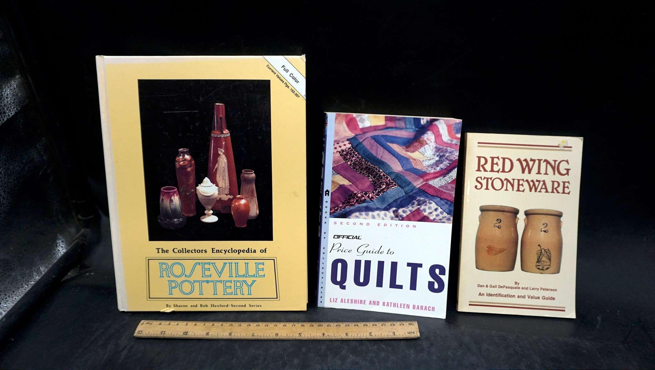 3 Books - Roseville Pottery, Quilts & Red Wing Stoneware
