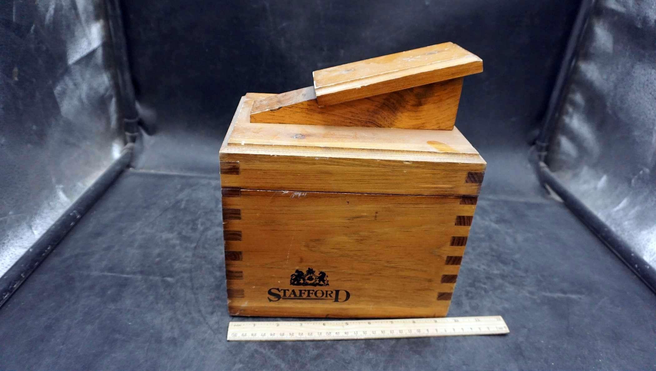 Stafford Dovetail Wood Shoe Shine Box