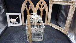 Wooden Frames, Metal Bird Cage, Bird In Frame