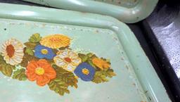 4 - Light Blue Floral Dinner Trays