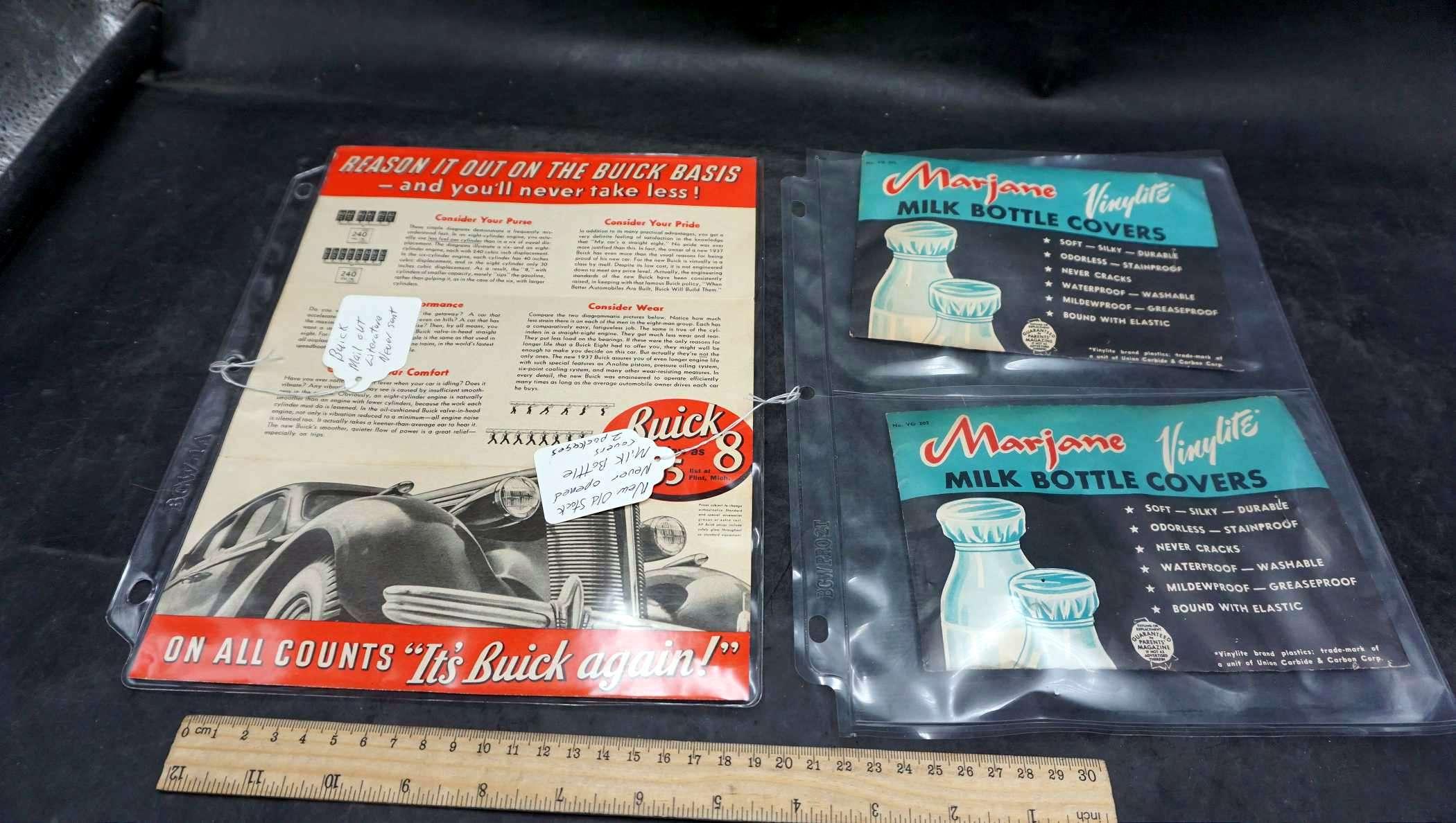 Buick Mail Out Advertising & Marjane Milk Bottle Covers