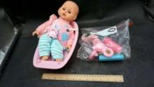 Baby Doll W/ Tub & Accessories