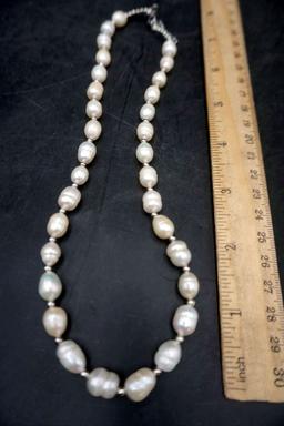 Real Pearl Necklace, Bracelet & Earrings