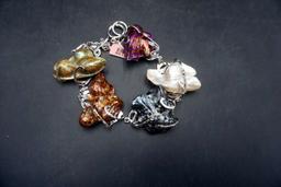 Silver-Toned Multi-Colored Stone Bracelet