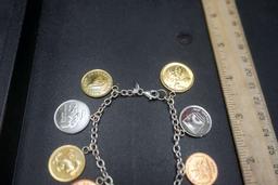 Jcm Sterling Silver Lire Coin Bracelet