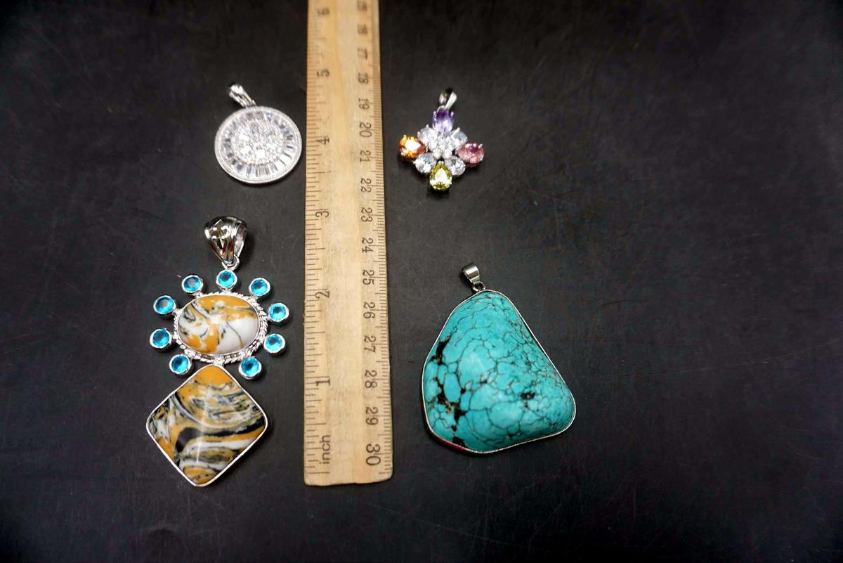 4 - Silver-Toned Pendants