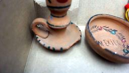 Mexico Pottery (Some Chips), Mask, Carvings, Reel & Figurines