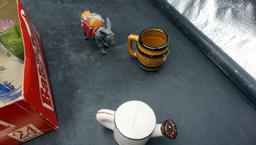 Assorted Figurines, Creamers, Book & Shot Glasses