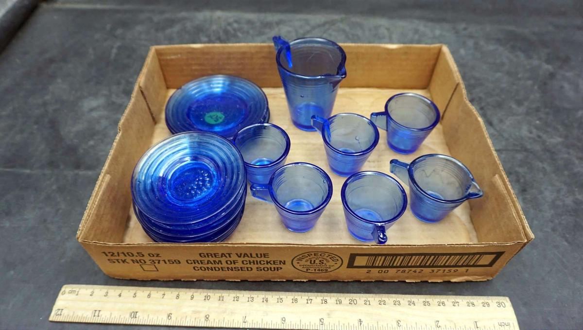 Blue Glass Dish Set