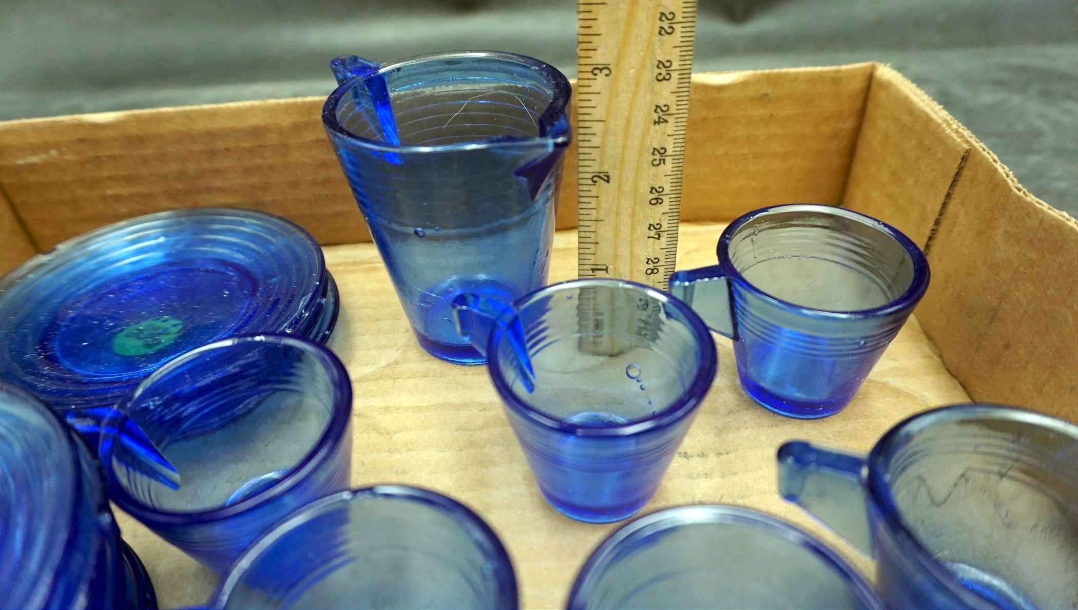 Blue Glass Dish Set