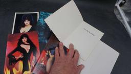 4 - Elvira Cards & Envelopes, 1 Postcard & 1 Button/Pin