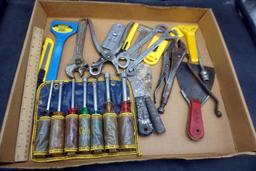 Assorted Tools - Utility Knife, Putty Knife, Vise Grip & More