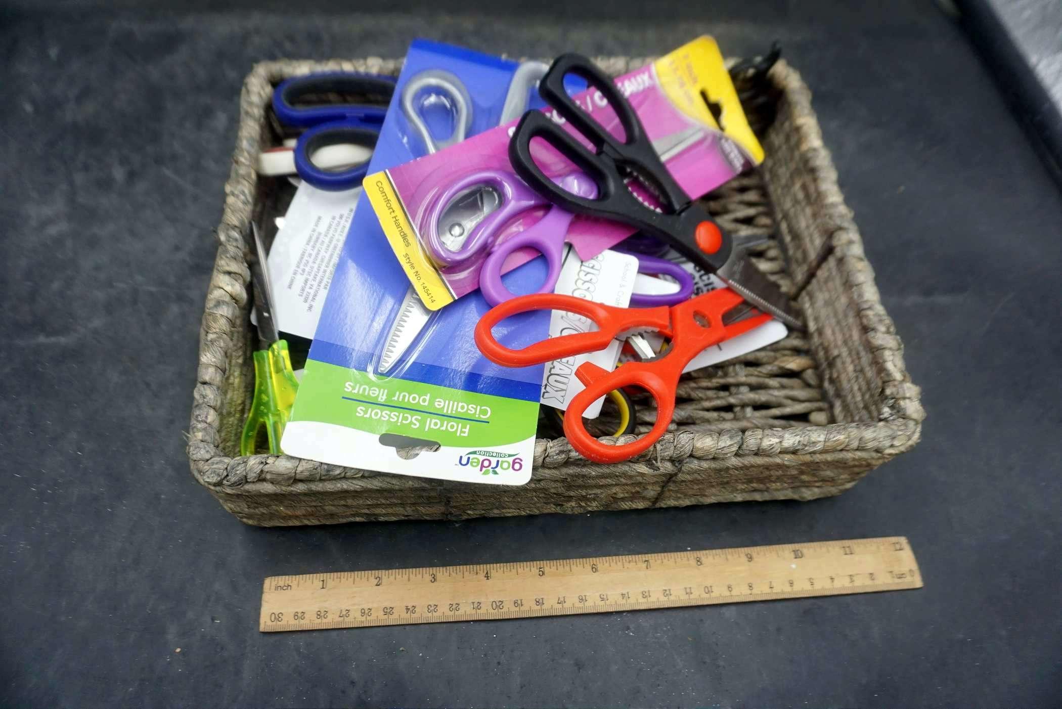 Basket W/ Assorted Scissors
