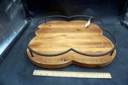 Lone Elm Studios Wooden W/ Metal Tray (May Be Small Crack)