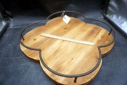 Lone Elm Studios Wooden W/ Metal Tray (May Be Small Crack)