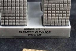 Unsung Heroes Farmers Elevator Sculpture, Lund Sailboat Figurine, Humpty Dumpty Glasses