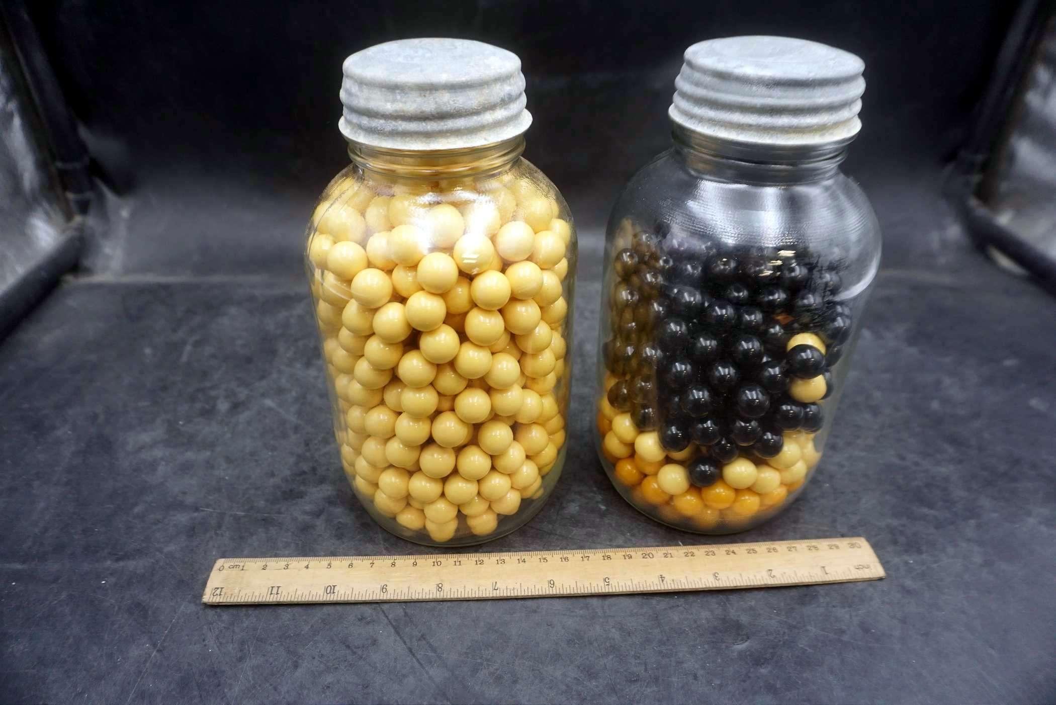 2 - Glass Jars W/ Balls