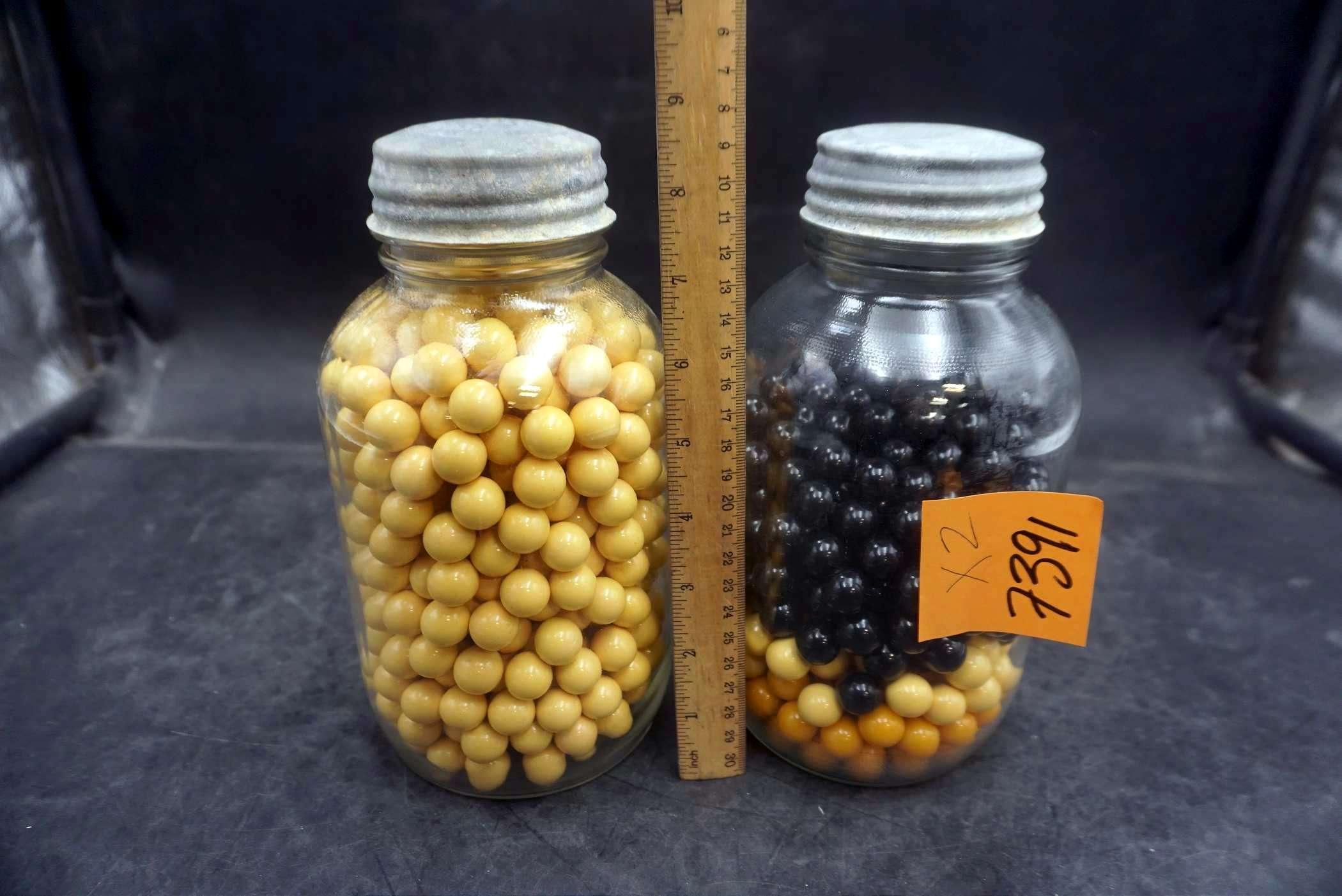 2 - Glass Jars W/ Balls