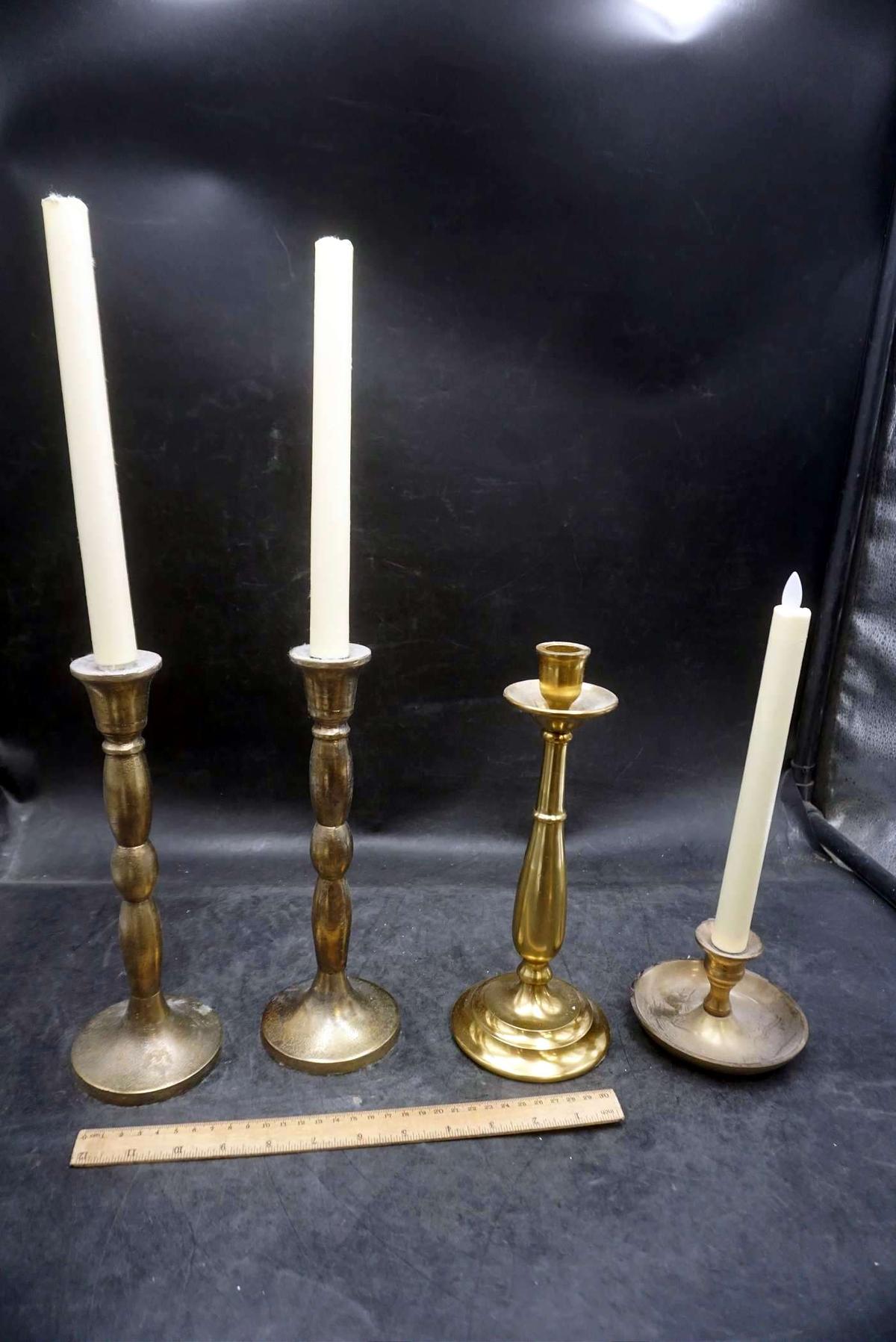4 Candlestick Holders W/ 3 Candles