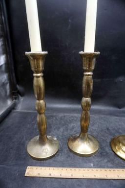 4 Candlestick Holders W/ 3 Candles