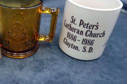 Copper Tea Kettle & 3 Mugs