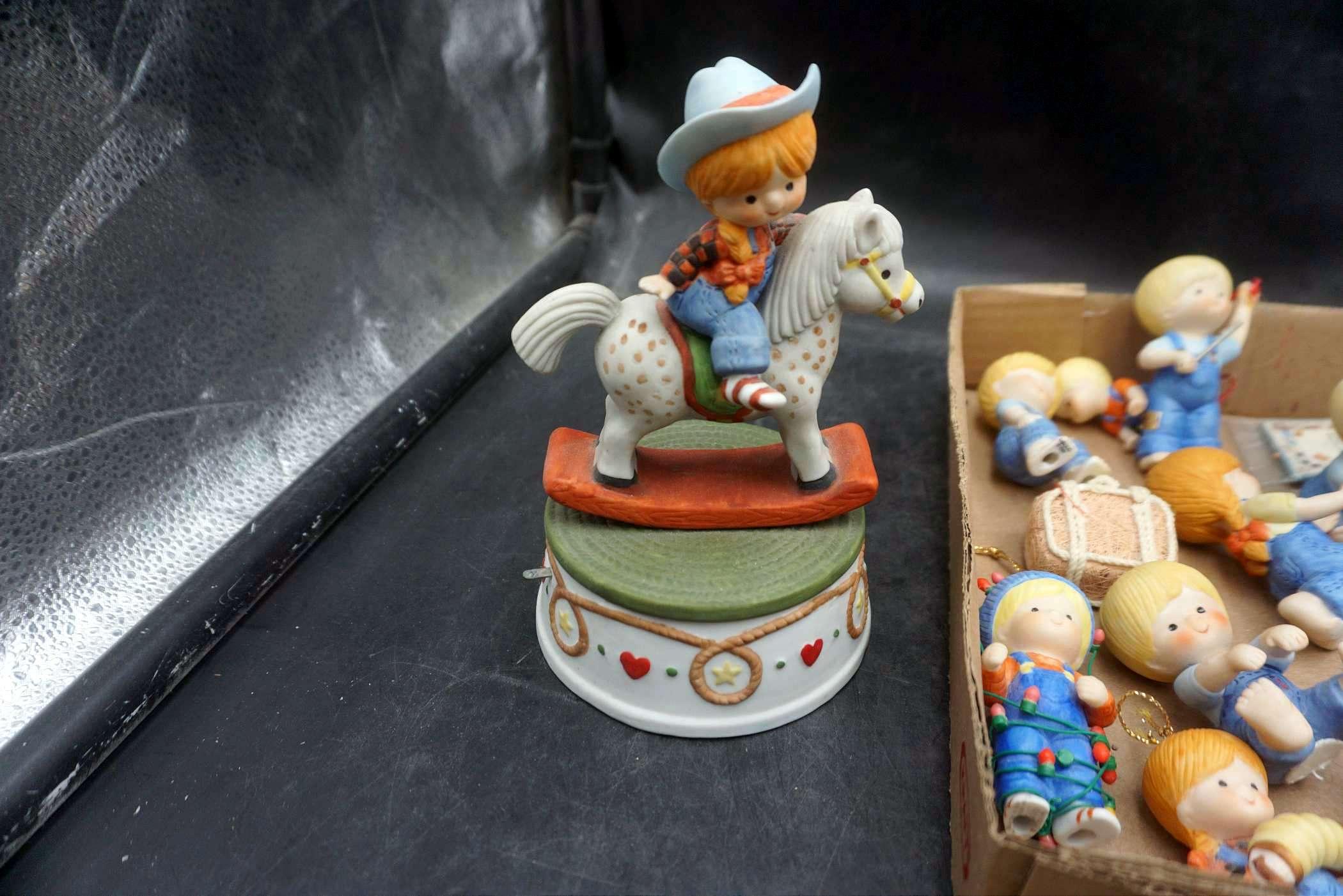 Enesco Music Player & Little Boy Figurines