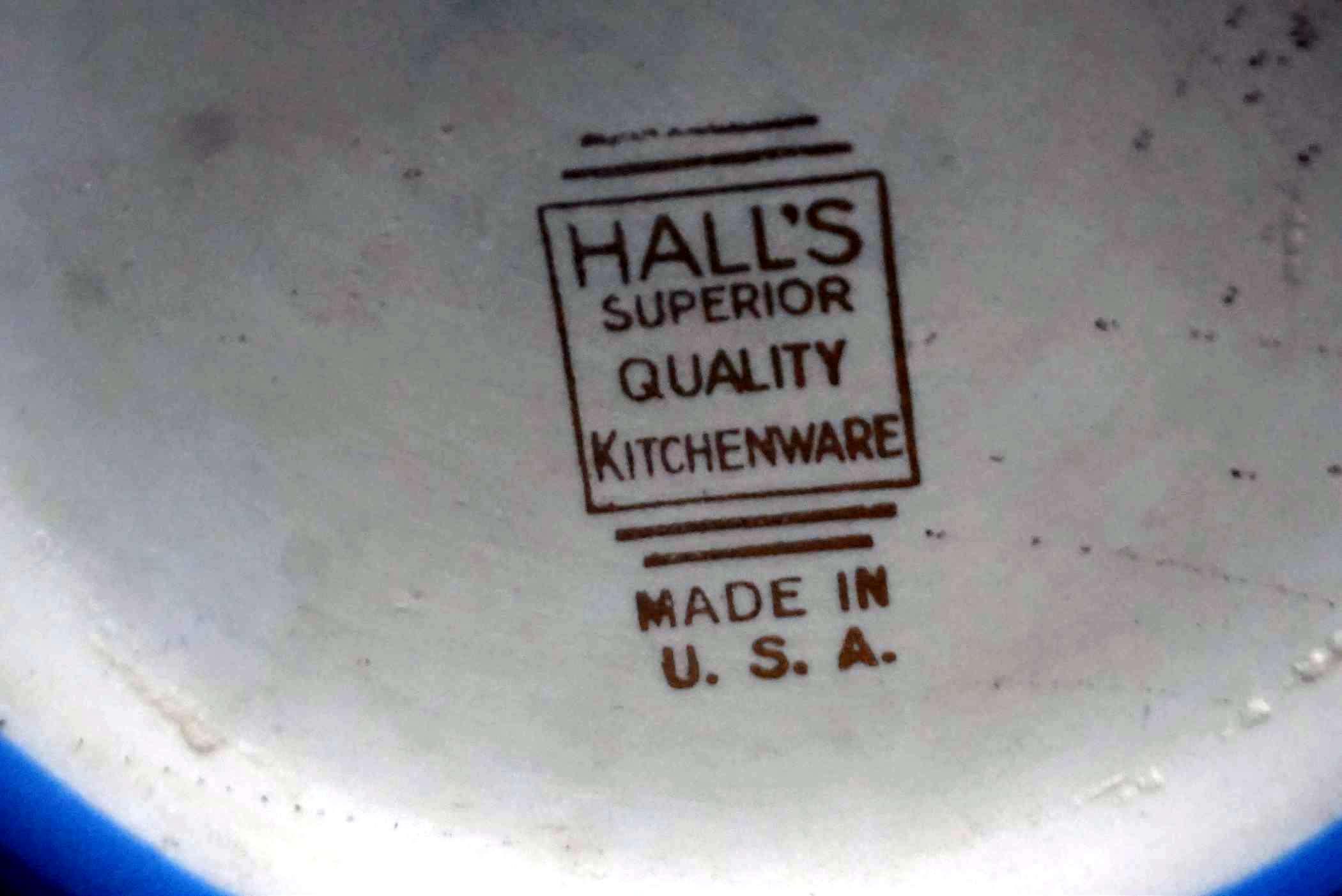 Hall'S Superior Pitcher, Glass Lid & Pie Pan