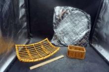 Bamboo Looking Tray, Wooden Basket & Fabric Basket