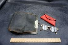 Large Coin Purse (Marked German Silver), Glasses & Small Coin Purses