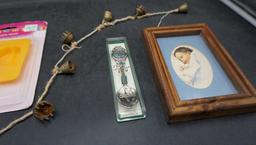 Garland, Picture Frame W/ Baby Picture, Collector Spoon, Vintage Cory Jane Curvet Apron Hoop